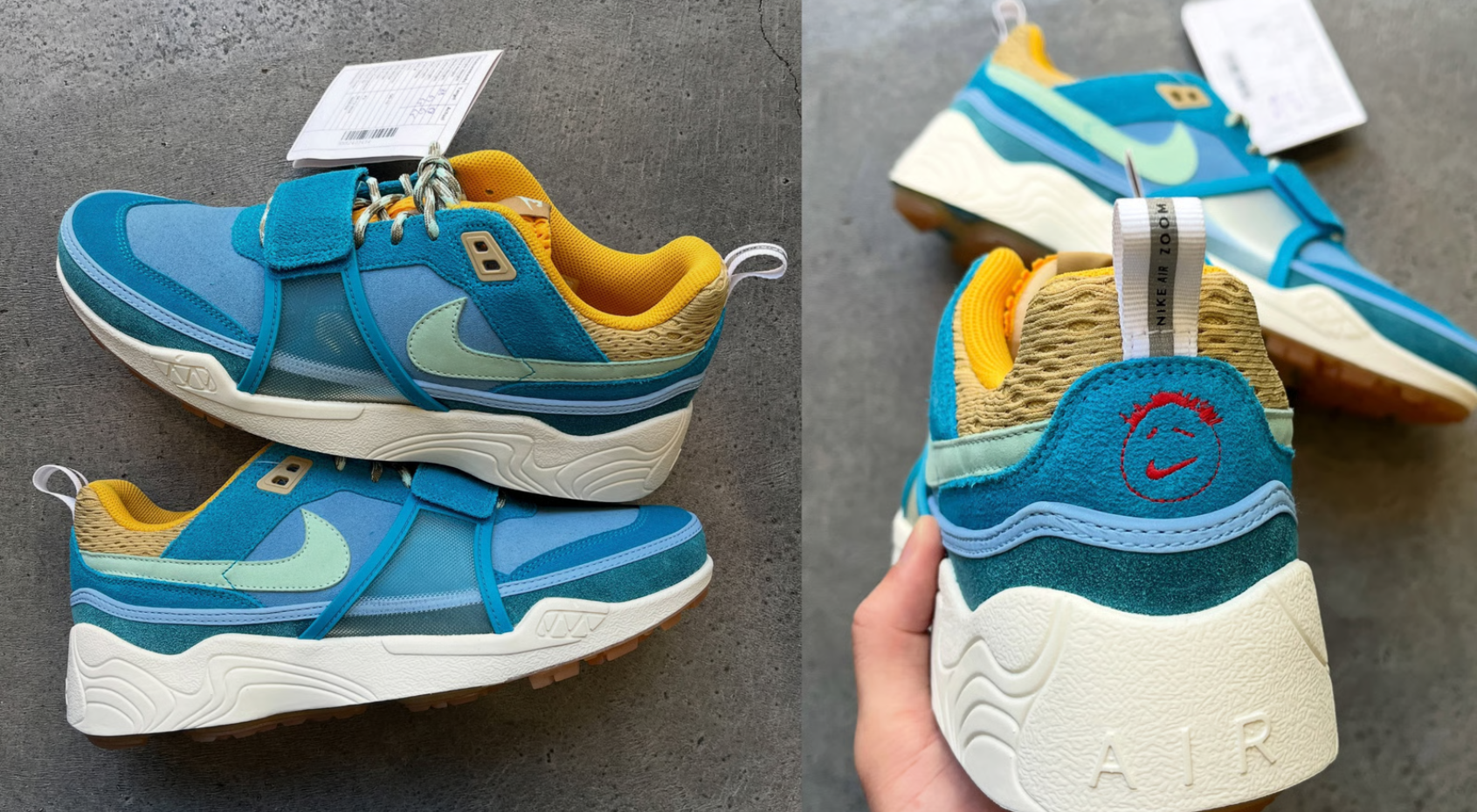 Travis Scott x Nike Zoom Field Jaxx Sample Surfaces in Ocean Blue and Yellow
