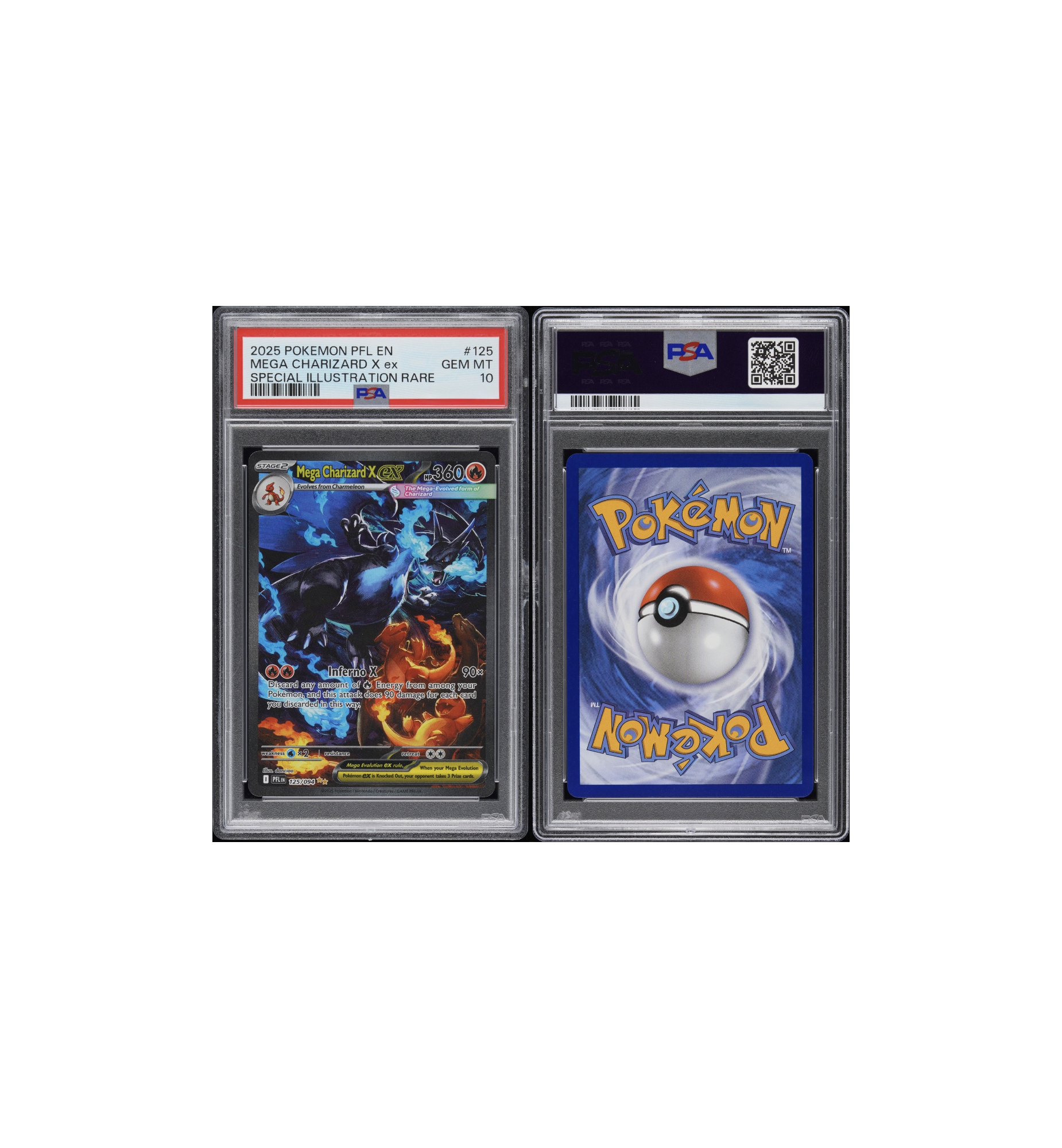2025 Pokemon Phantasmal Flames Special Illustration Rare GEM MT 10 Mega Charizard X ex close-up detail at Stashed UAE