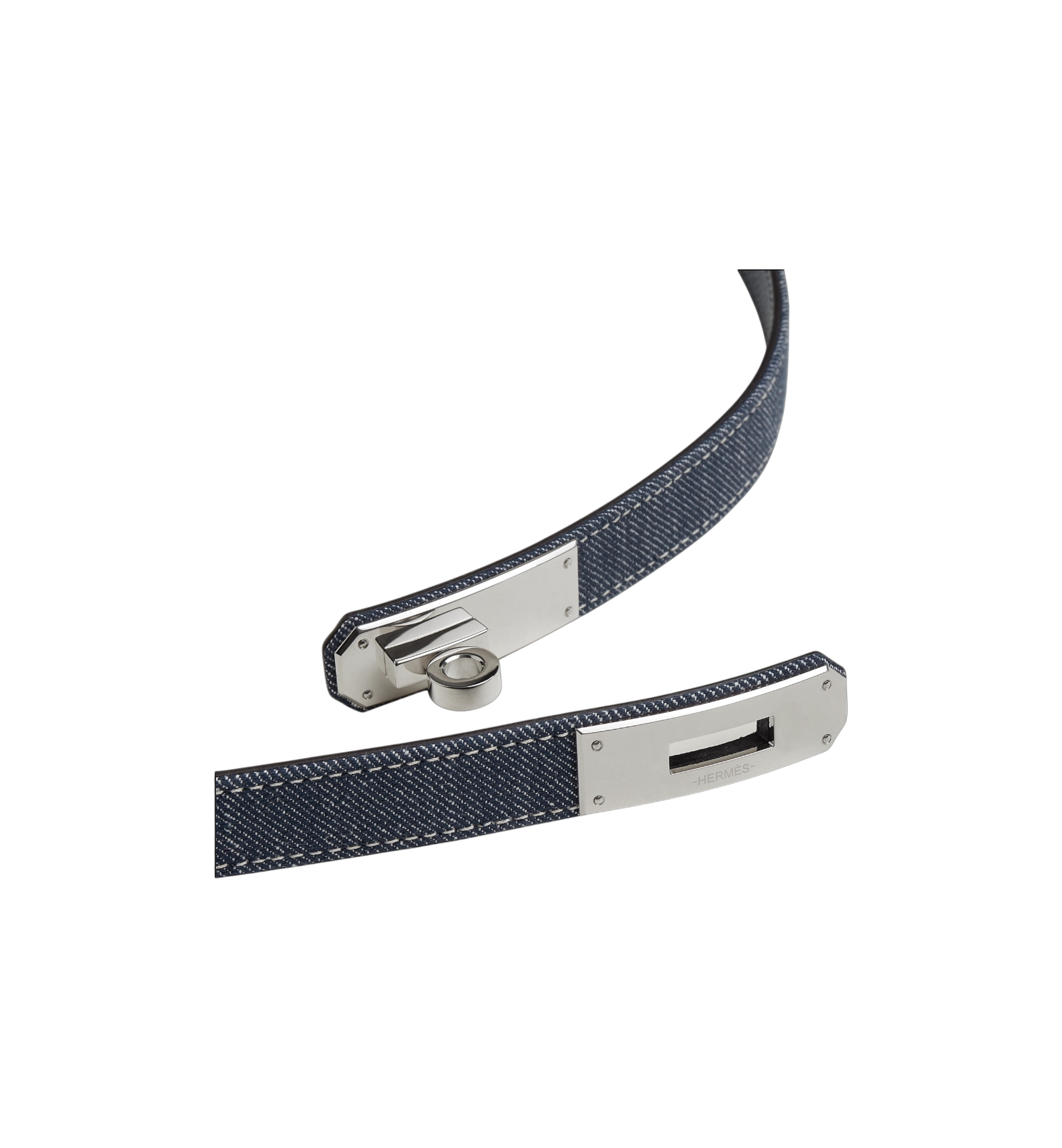 Hermes Kelly Jean 18 Belt Palladium Hardware "Bleu Indigo/Blanc/Bleu Navy"