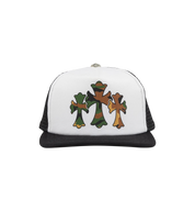 Chrome Hearts Triple Cross Trucker Hat "Black/White"