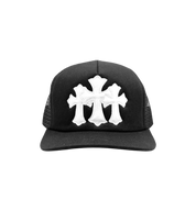 Chrome Hearts White Cemetery Cross CH Trucker Hat "Black"