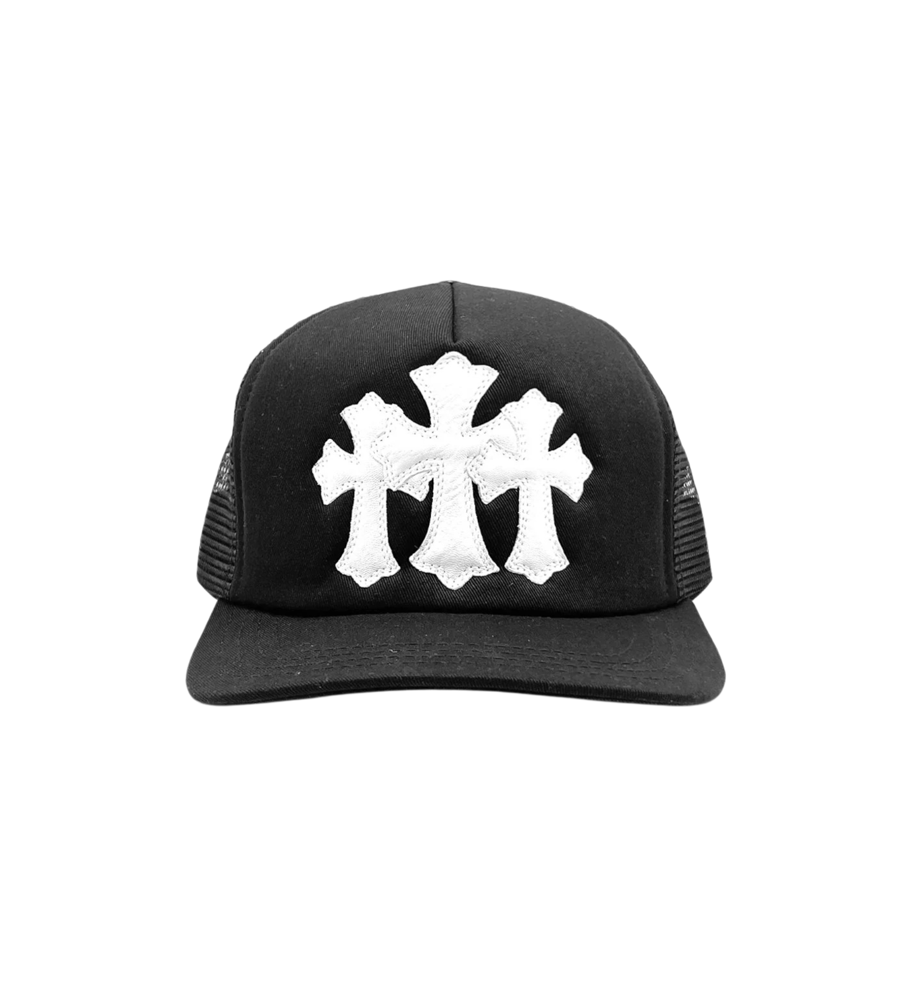 Chrome Hearts White Cemetery Cross CH Trucker Hat "Black"
