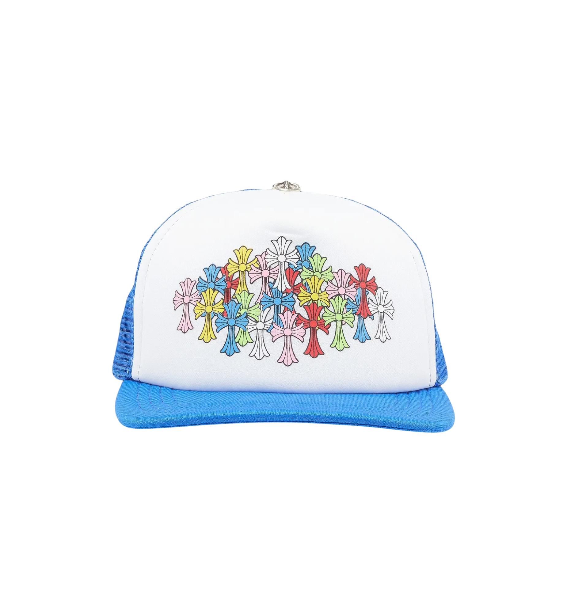 Chrome Hearts Multicolor Cross Trucker Hat "Blue/White"