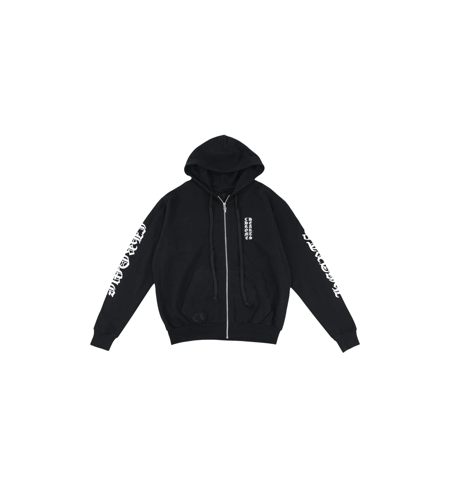 Chrome Hearts Letters Sleeve Fleece Zip Up Hoodie "Black"