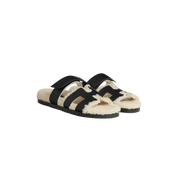 Hermes Chypre Sandal "Noir/Ecru"