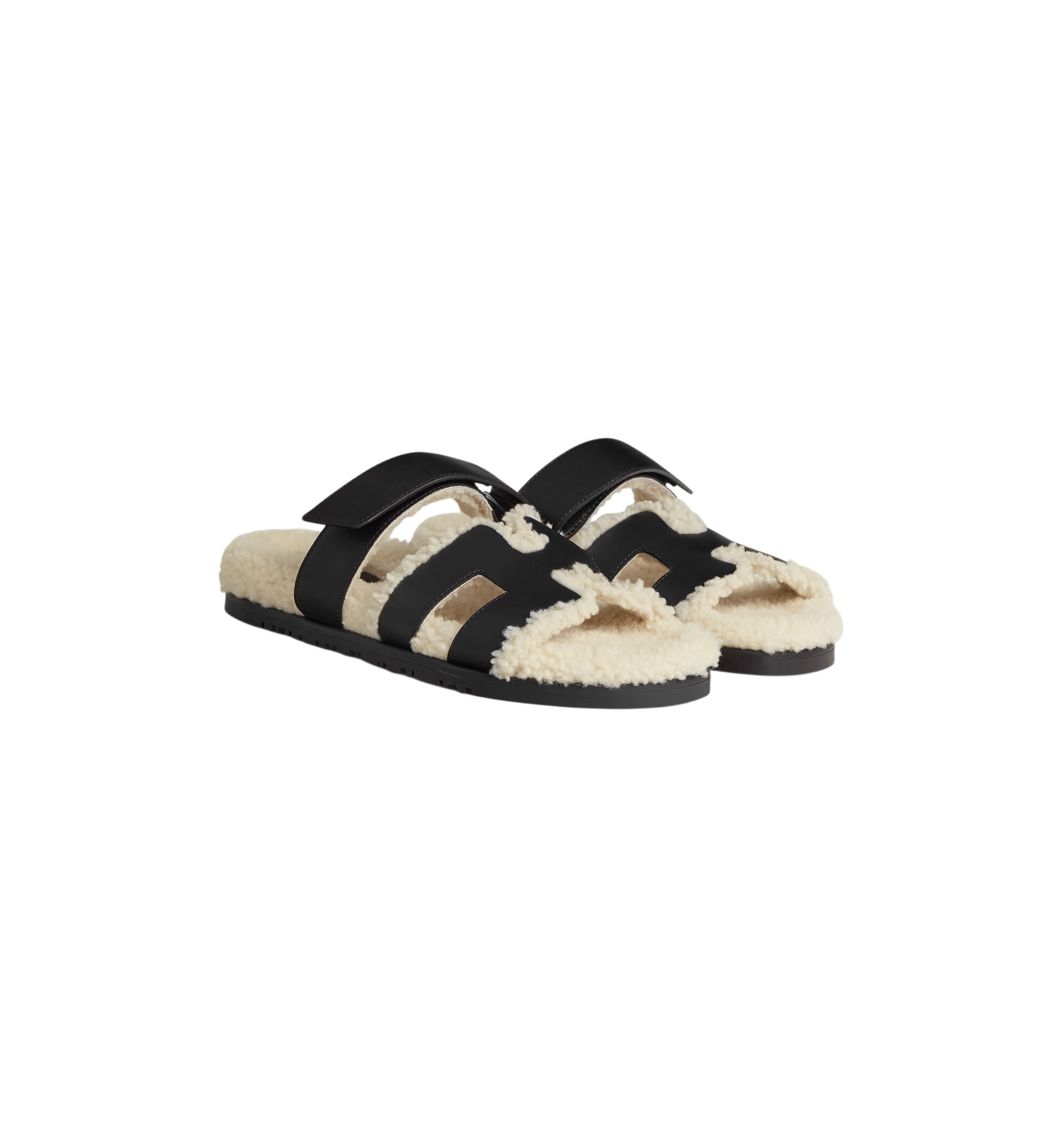 Hermes Chypre Sandal "Noir/Ecru"