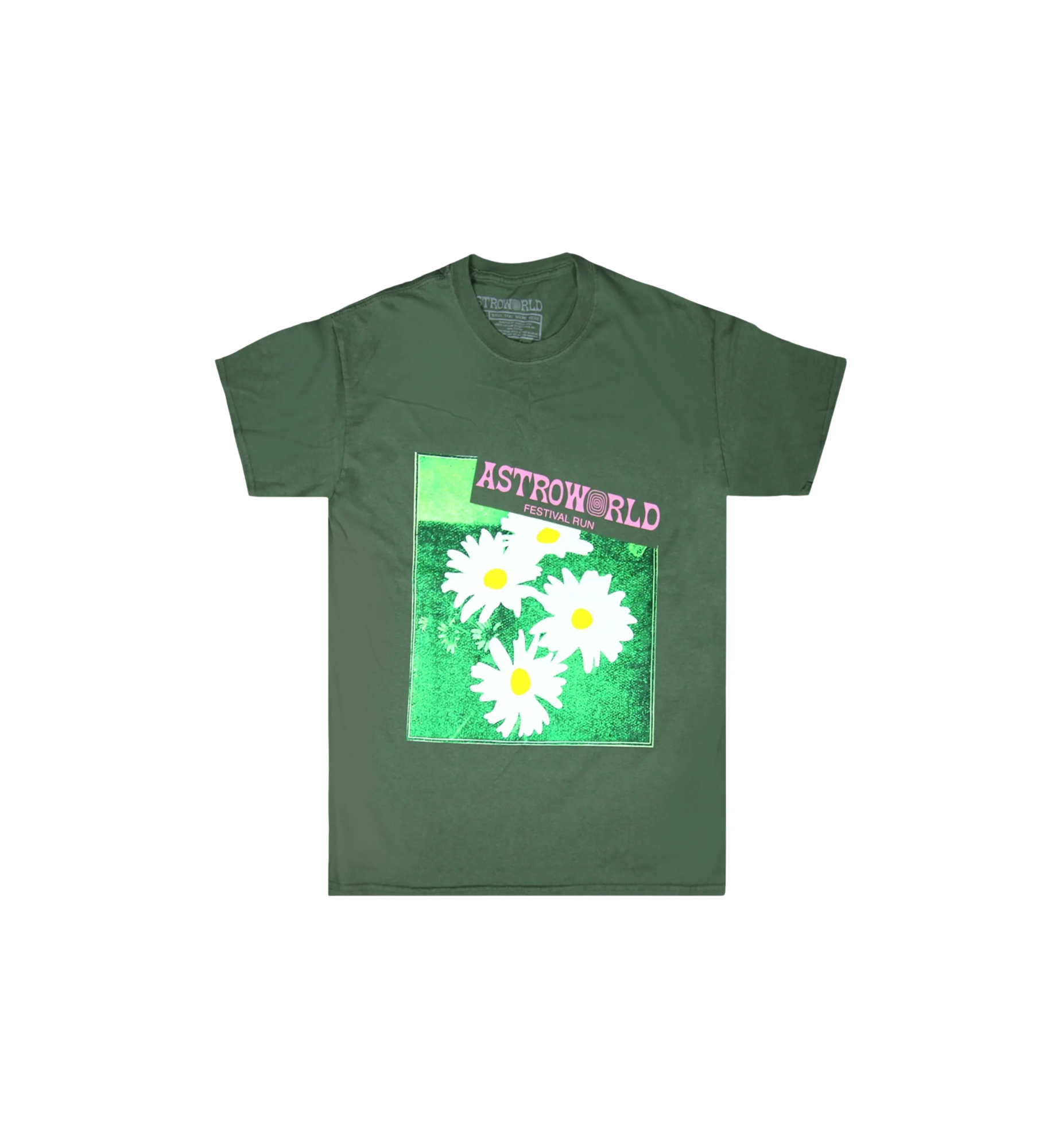 Travis Scott Astroworld Festival Run Flower Tee "Olive"