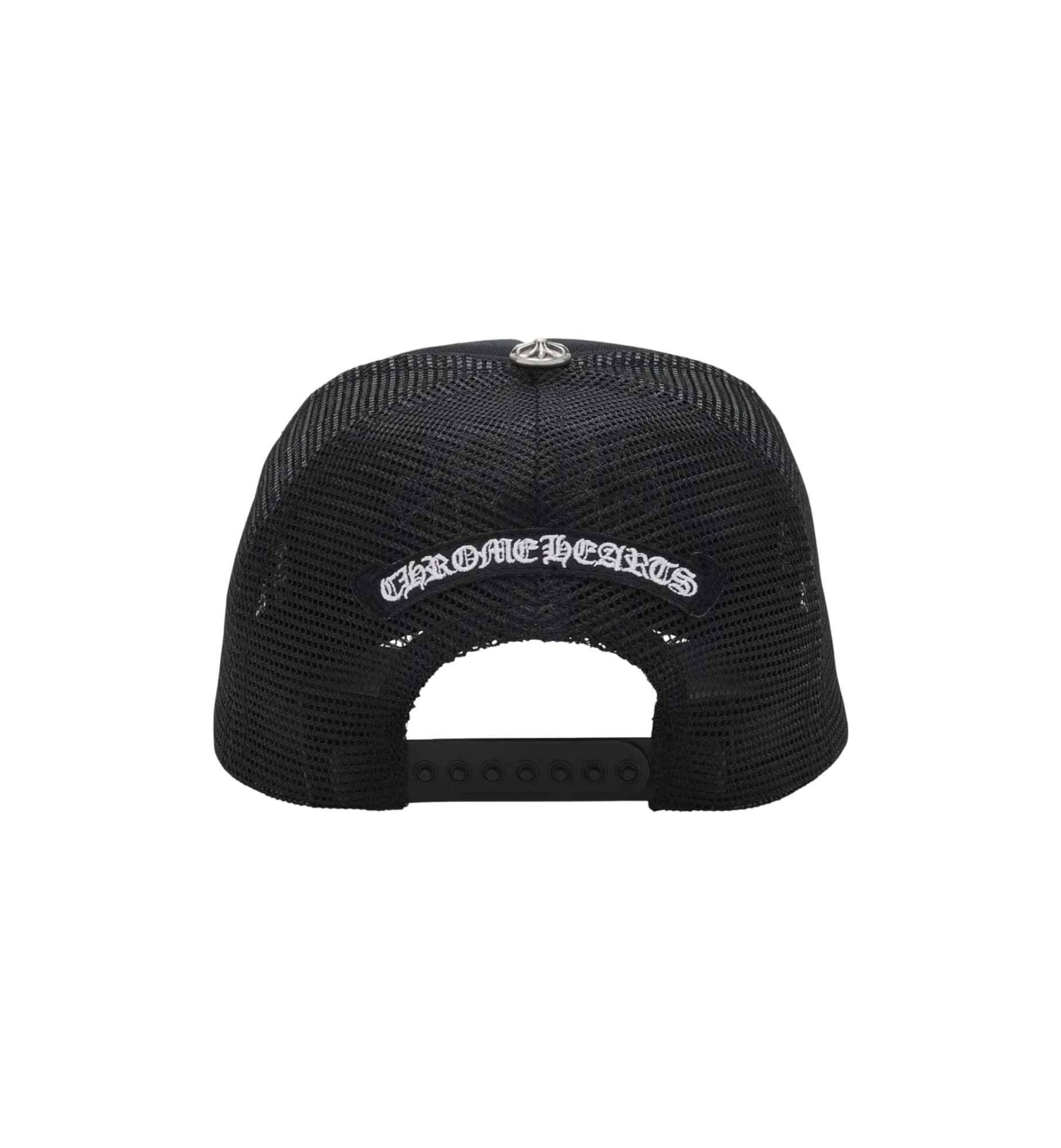 Chrome Hearts White Calf Hair Cross Cemetery Trucker Hat "Black"