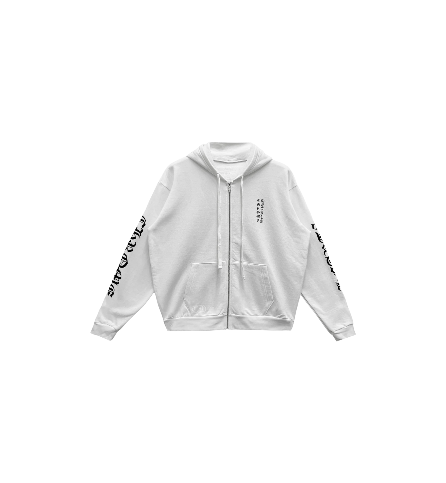 Chrome Hearts Vertical Logo Zip Up Hoodie "White"