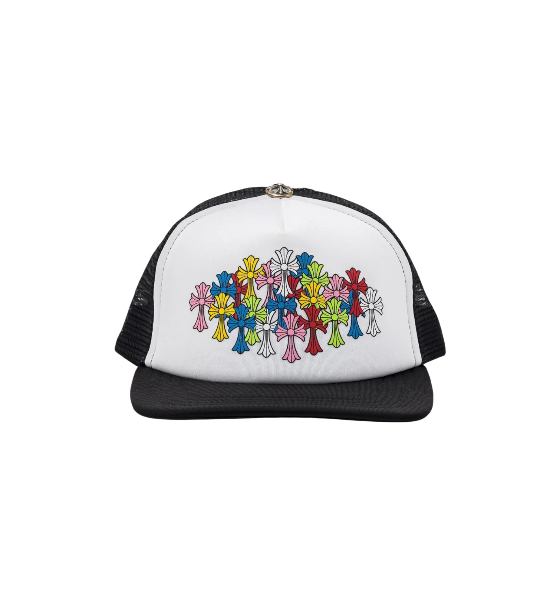 Chrome Hearts Multi Color Crosses Trucker Hat "Black/White"
