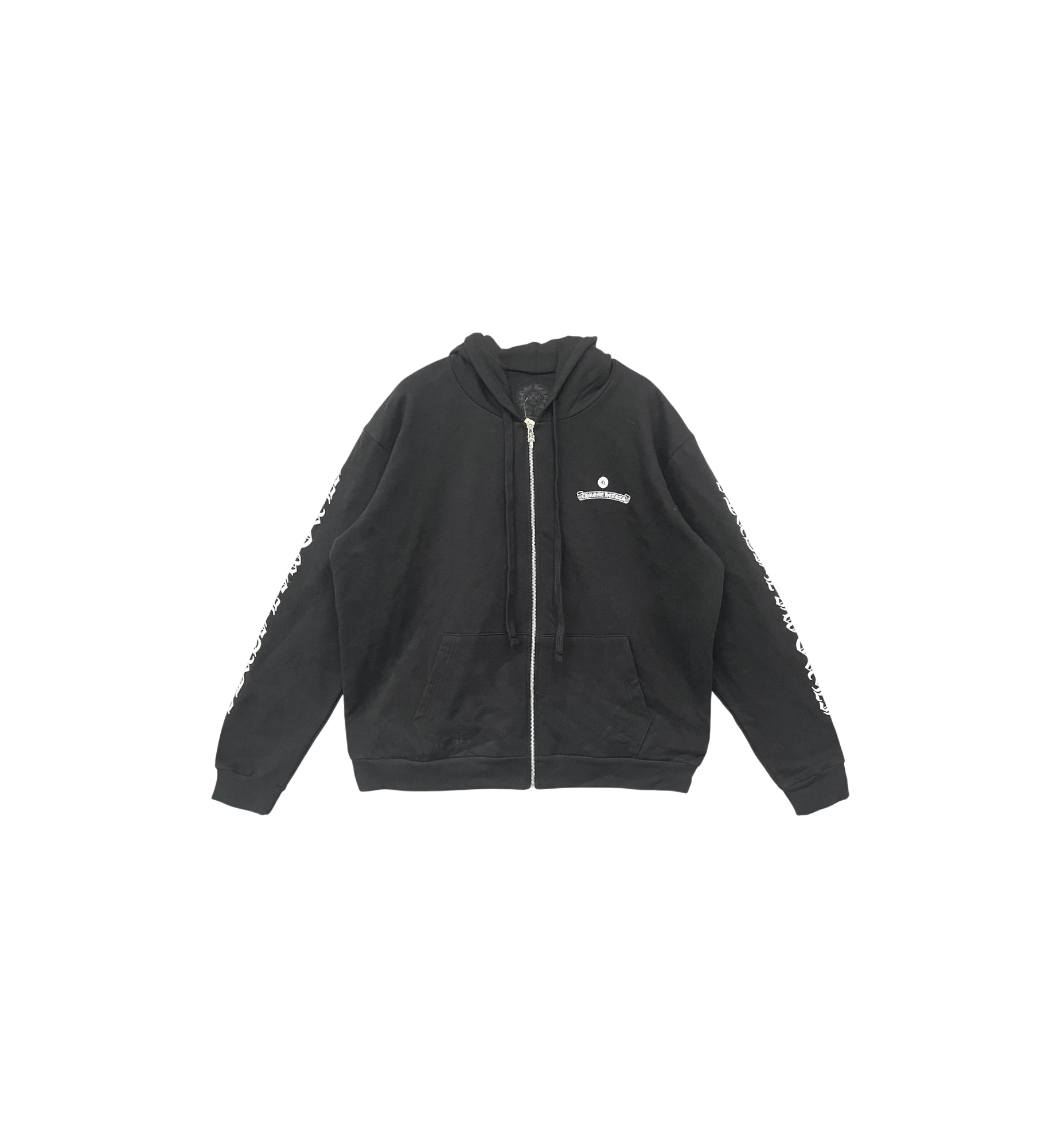 Chrome Hearts Scroll Logo Zip Up Hoodie "Black"
