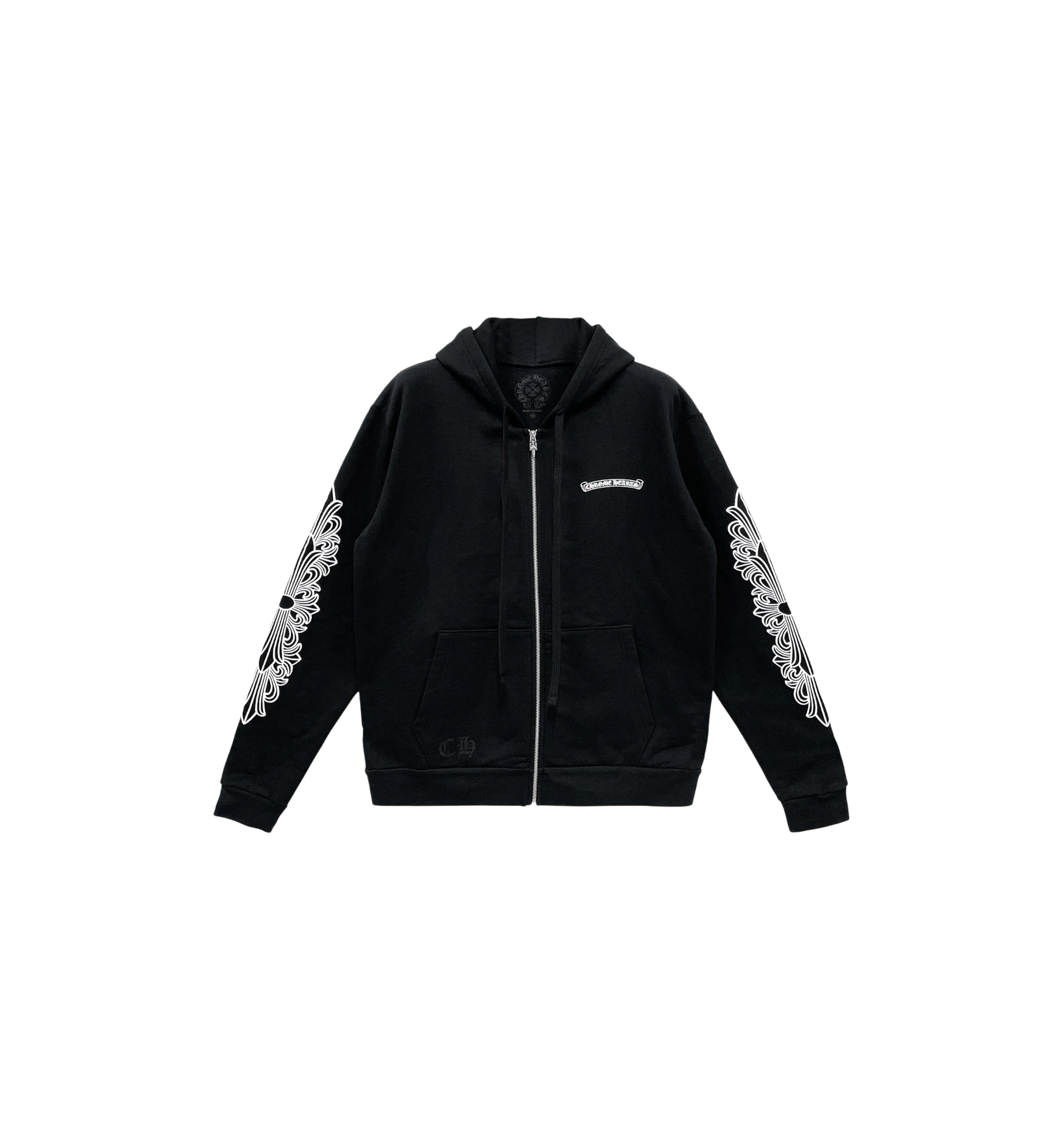Chrome Hearts Aspen Exclusive Floral Sleeve Zip Up Hoodie "Black"