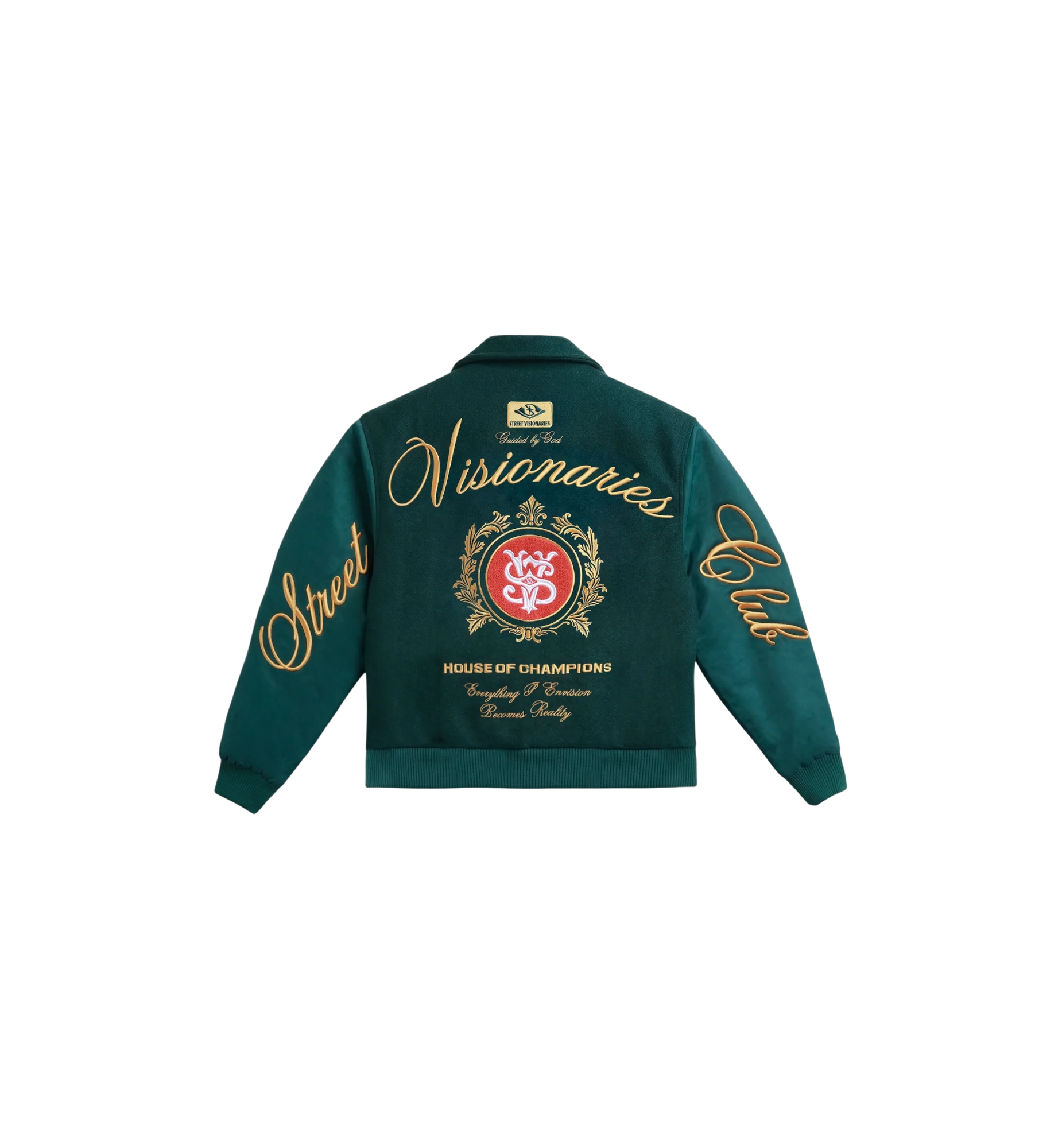 Street Visionaries Champions Are Gold Varsity Jacket "Forest Green"