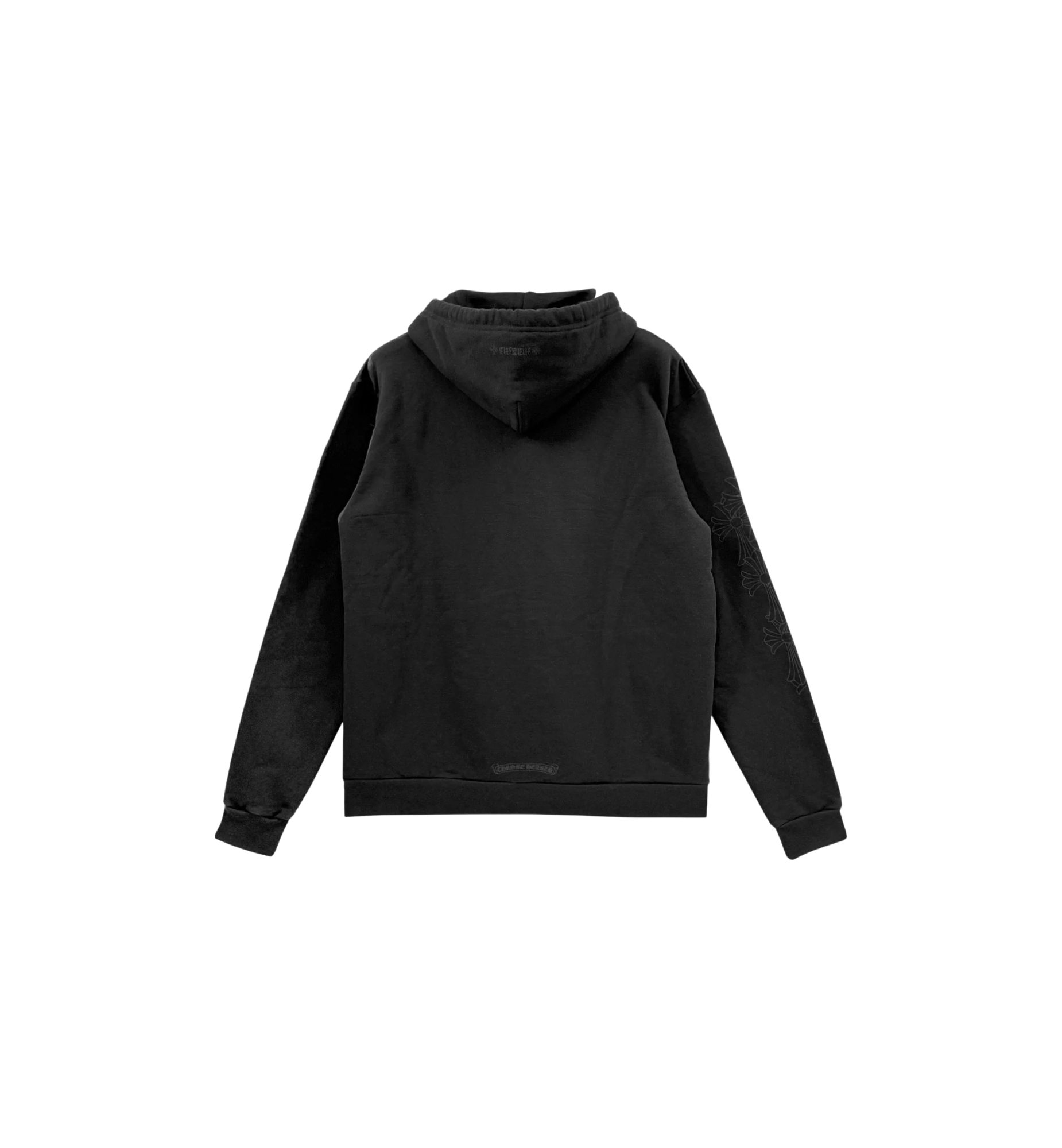 Chrome Hearts Miami Exclusive Vertical Logo Floral Sleeve Pullover Hoodie "Black"