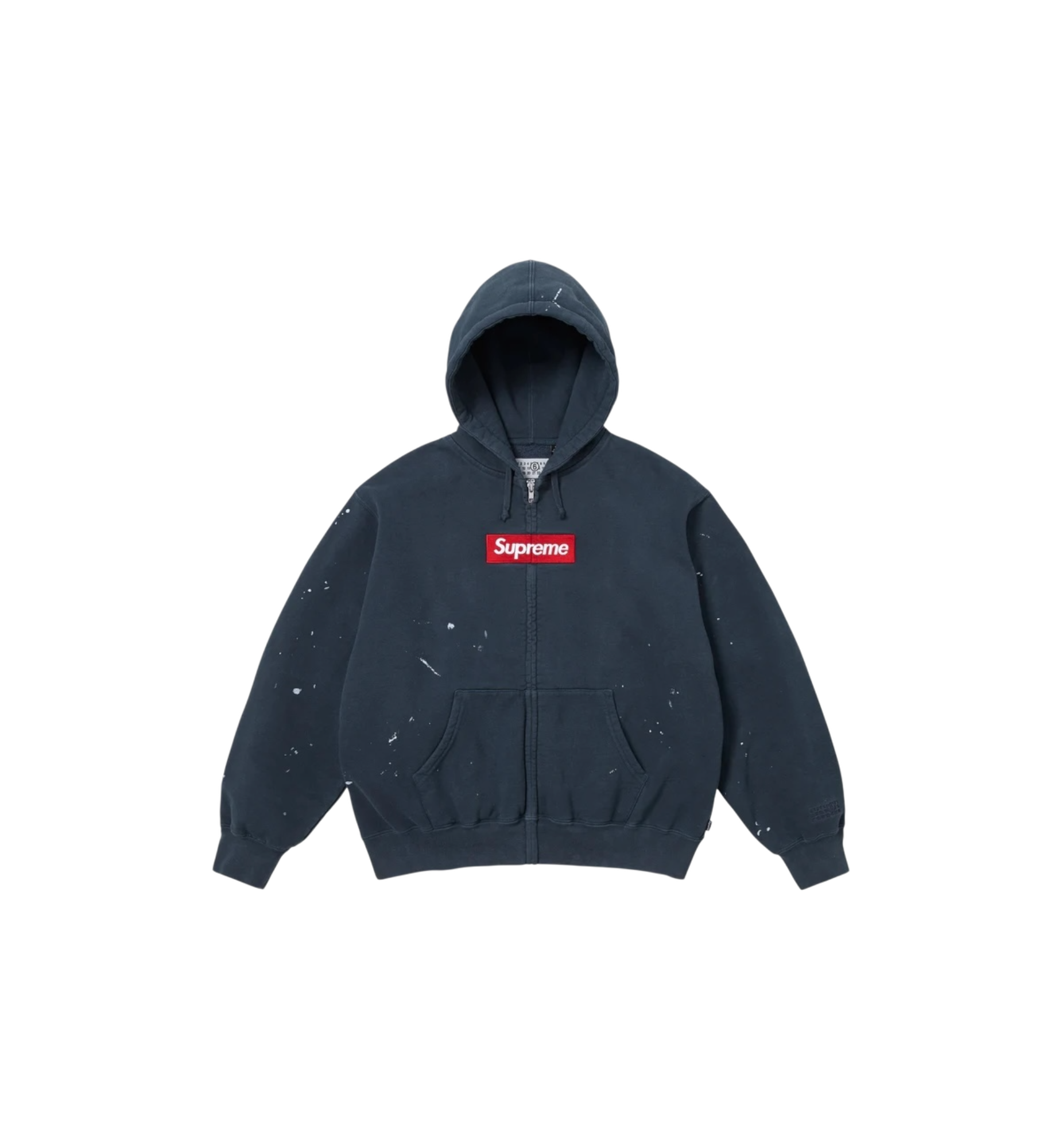 Supreme MM6 Maison Margiela Box Logo Zip Up Hooded Sweatshirt "Navy"