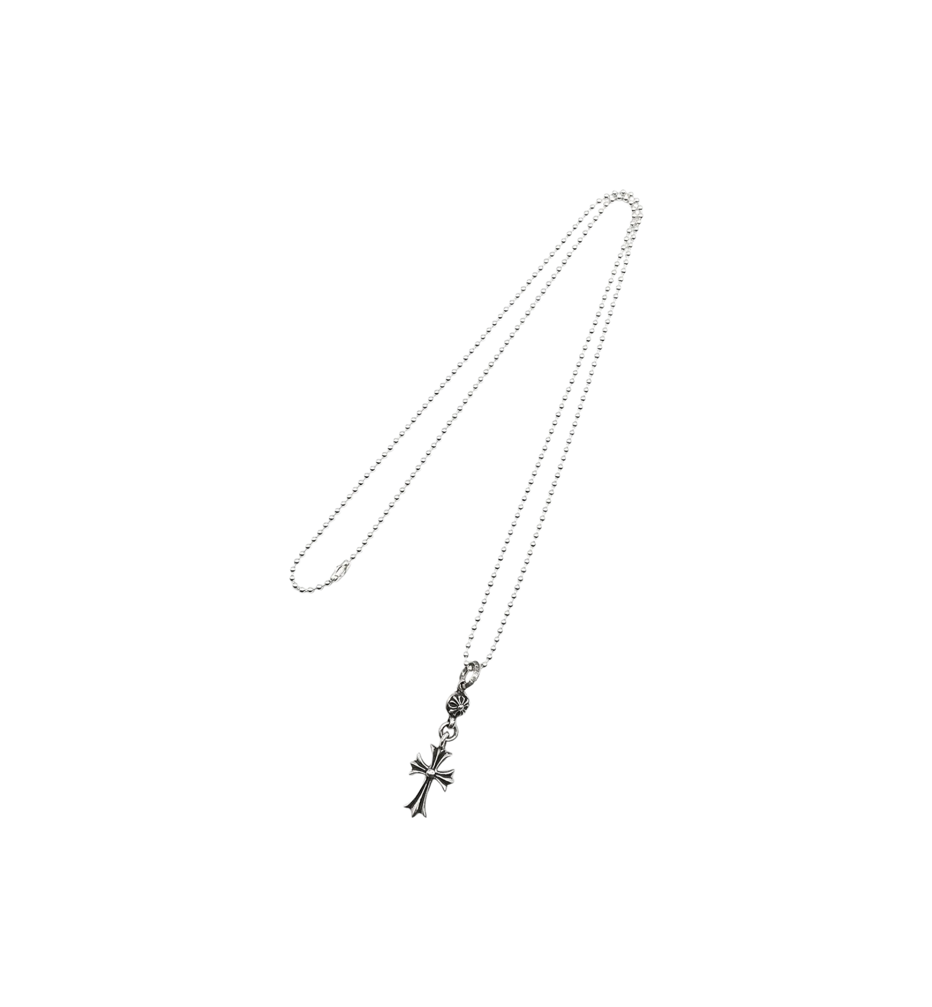 Chrome Hearts 1 Ball Tiny Cross Pendant Ball Chain Necklace "Silver"