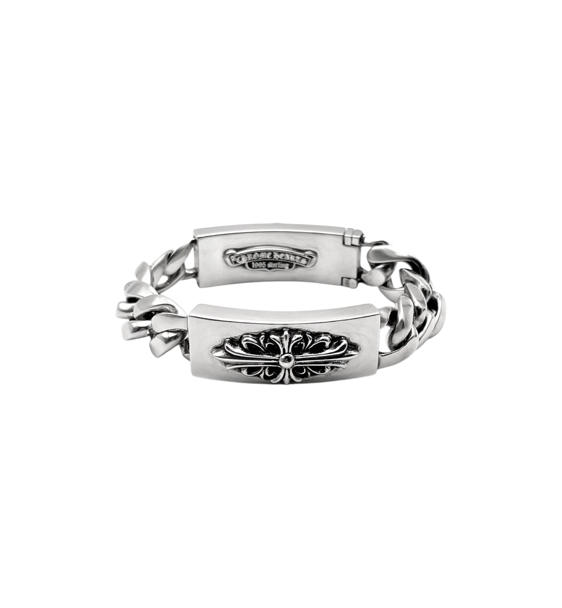 Chrome Hearts Floral & Dagger Double ID Bracelet "Silver"