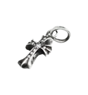 Chrome Hearts Babyfat Cross Diamond Pendant & Pin Clip Single Diamond Roll Chain Necklace "Silver"