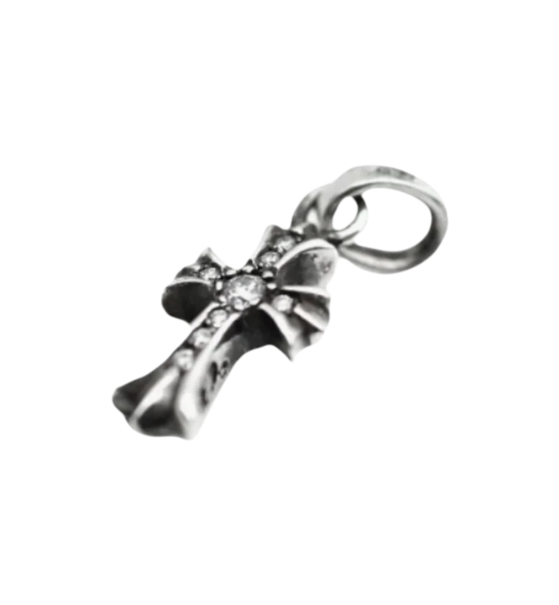 Chrome Hearts Babyfat Cross Diamond Pendant & Pin Clip Single Diamond Roll Chain Necklace "Silver"