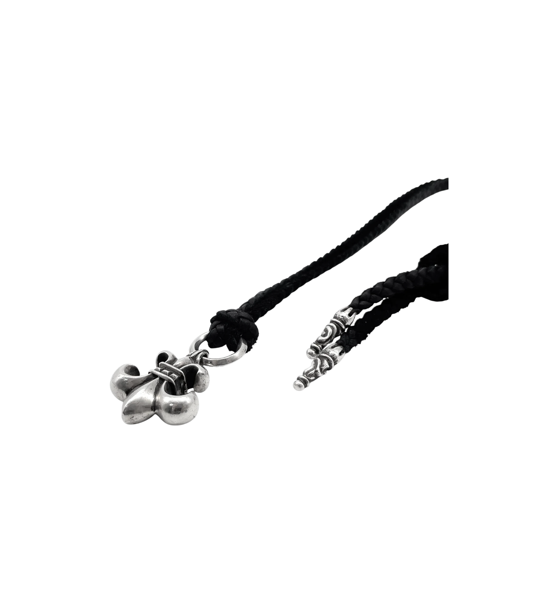 Chrome Hearts BS Fleur Leather Braids Chain Necklace "Black/Silver"