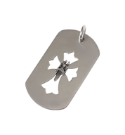 Chrome Hearts Cutout Cross Dagger Dog Tag Ball Chain Necklace "Silver"