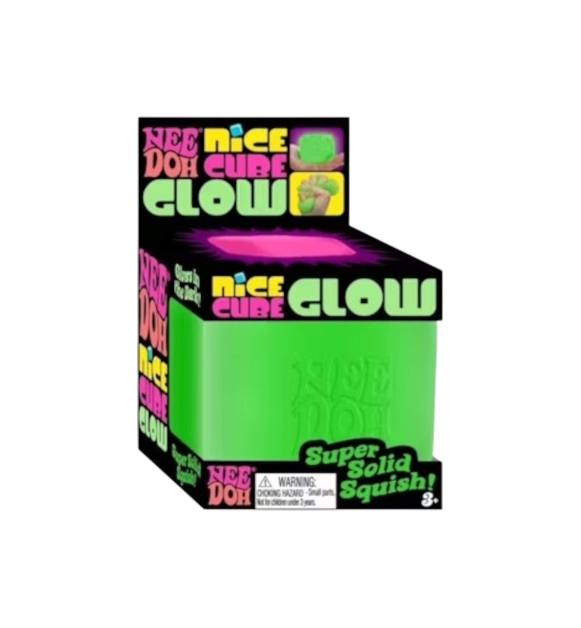 NeeDoh Nice Cube Glow Squishy Fidget Toy "Green"