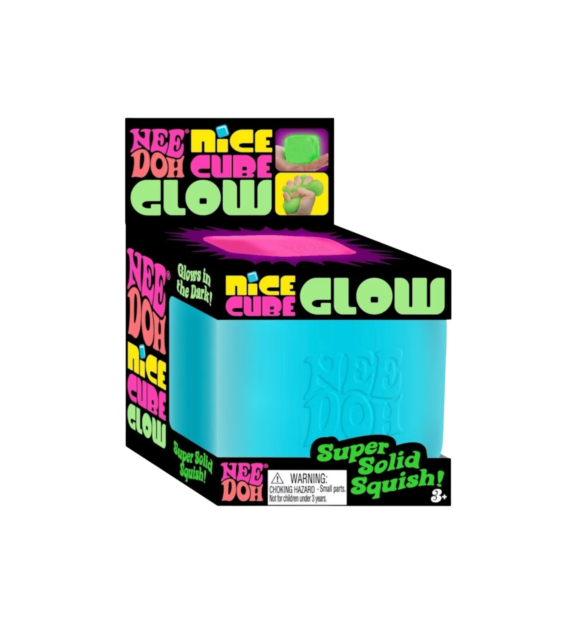 NeeDoh Nice Cube Glow Squishy Fidget Toy "Blue"