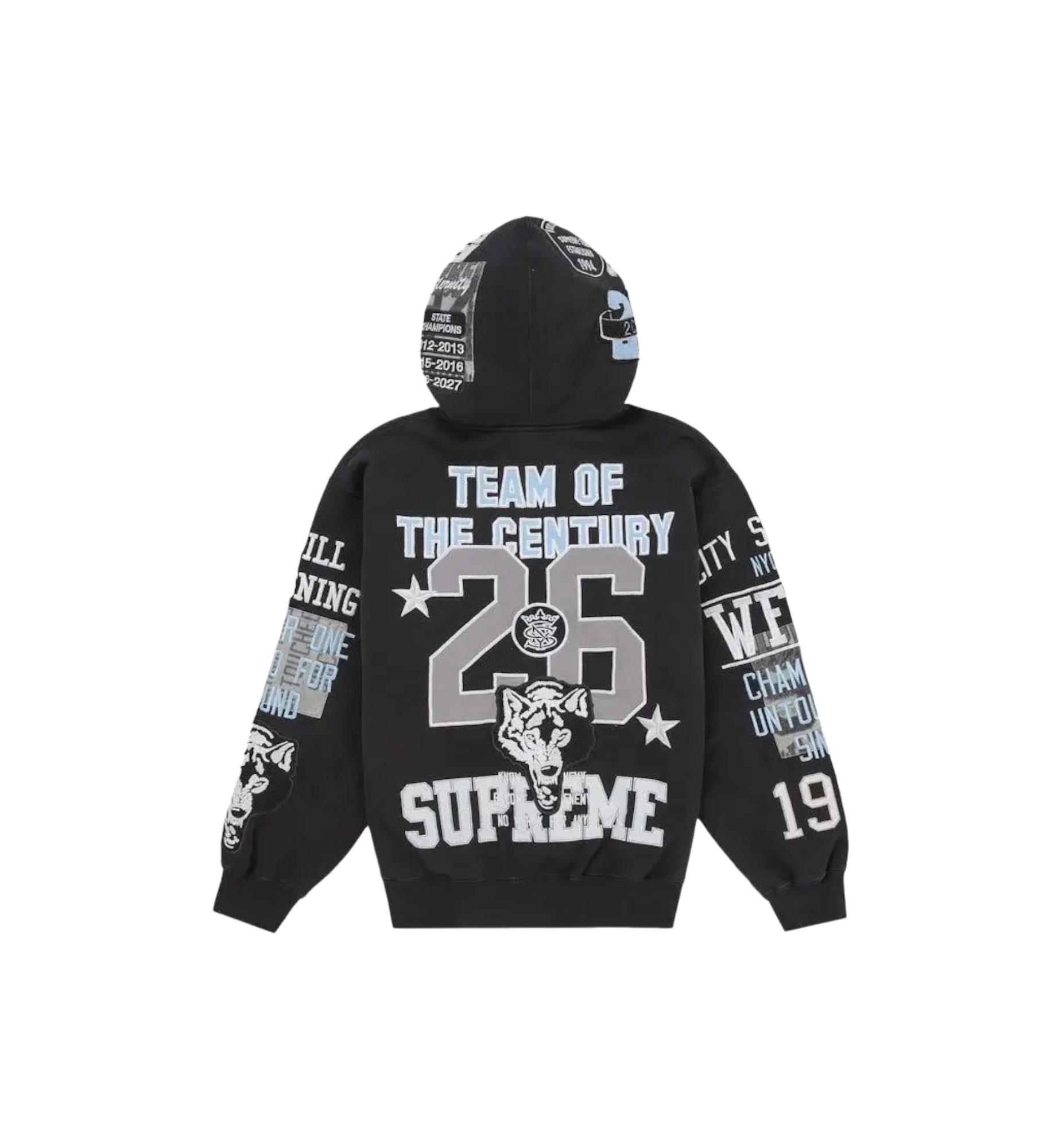 Supreme Warriors Applique Zip Up Hooded Sweatshirt "Black"