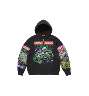 Supreme Grave Digger Bones Zip Up Hooded Sweatshirt "Black"
