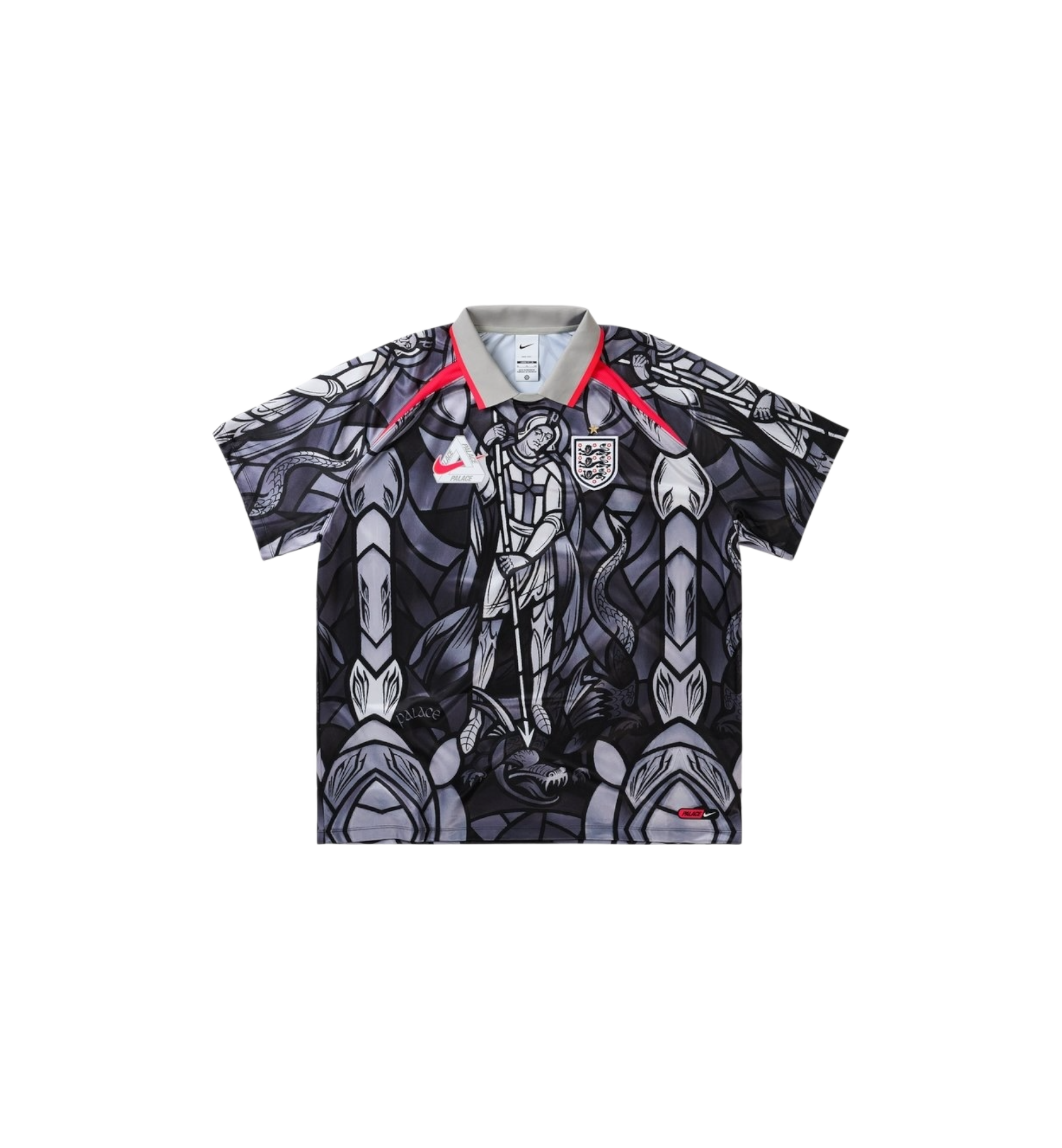 Palace x Nike England Dri-FIT Football Jersey "Pewter Grey/Bright Crimson"