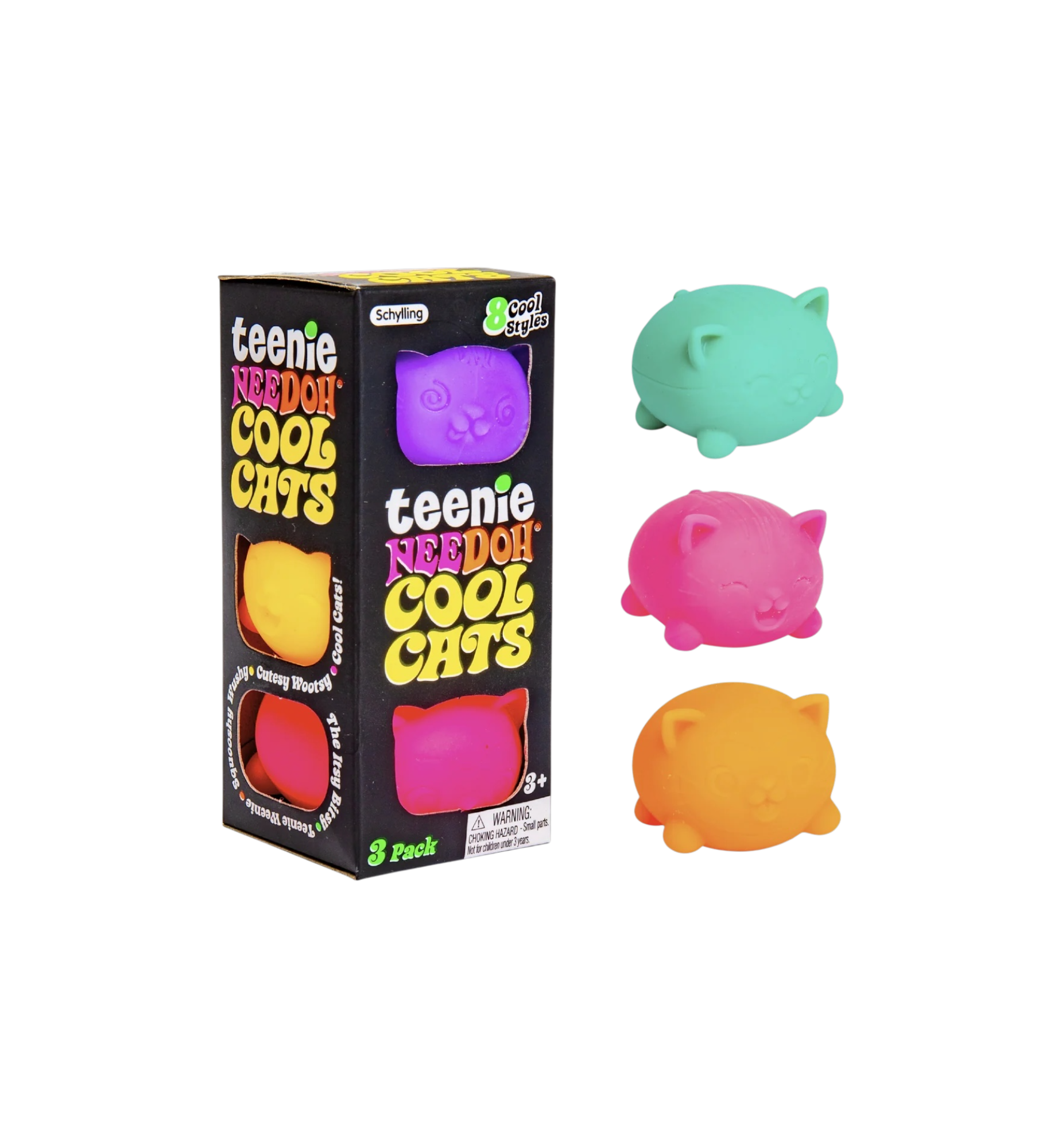 NeeDoh Teenie Cool Cat Squishy Fidget Toy "Multicolor"