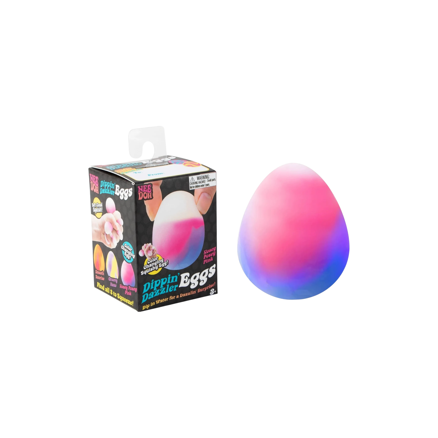 NeeDoh Dippin Dazzer Egg Squishy Fidget Toy Nosey Posey Pink packaging detail at Stashed UAE