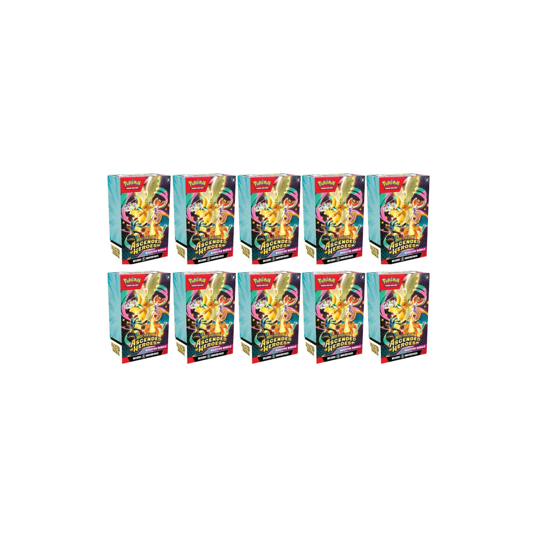 2026 Pokémon Mega Evolution Ascended Heroes Booster Bundle Case packaging detail at Stashed UAE