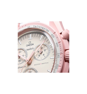 Swatch x Omega Bioceramic Moonswatch Mission to Venus detail close-up at Stashed UAE