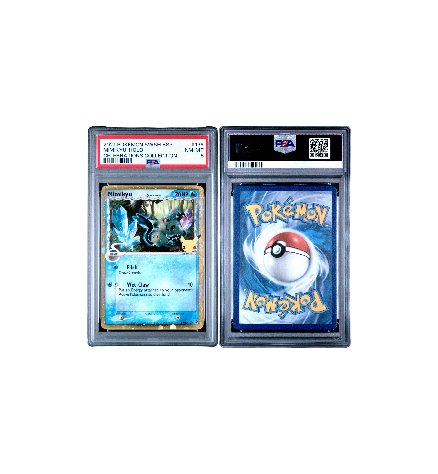2021 Pokemon SWSH Black Star Promo Celebrations Collection Holo NM-MT 8 Mimikyu detail close-up at Stashed UAE