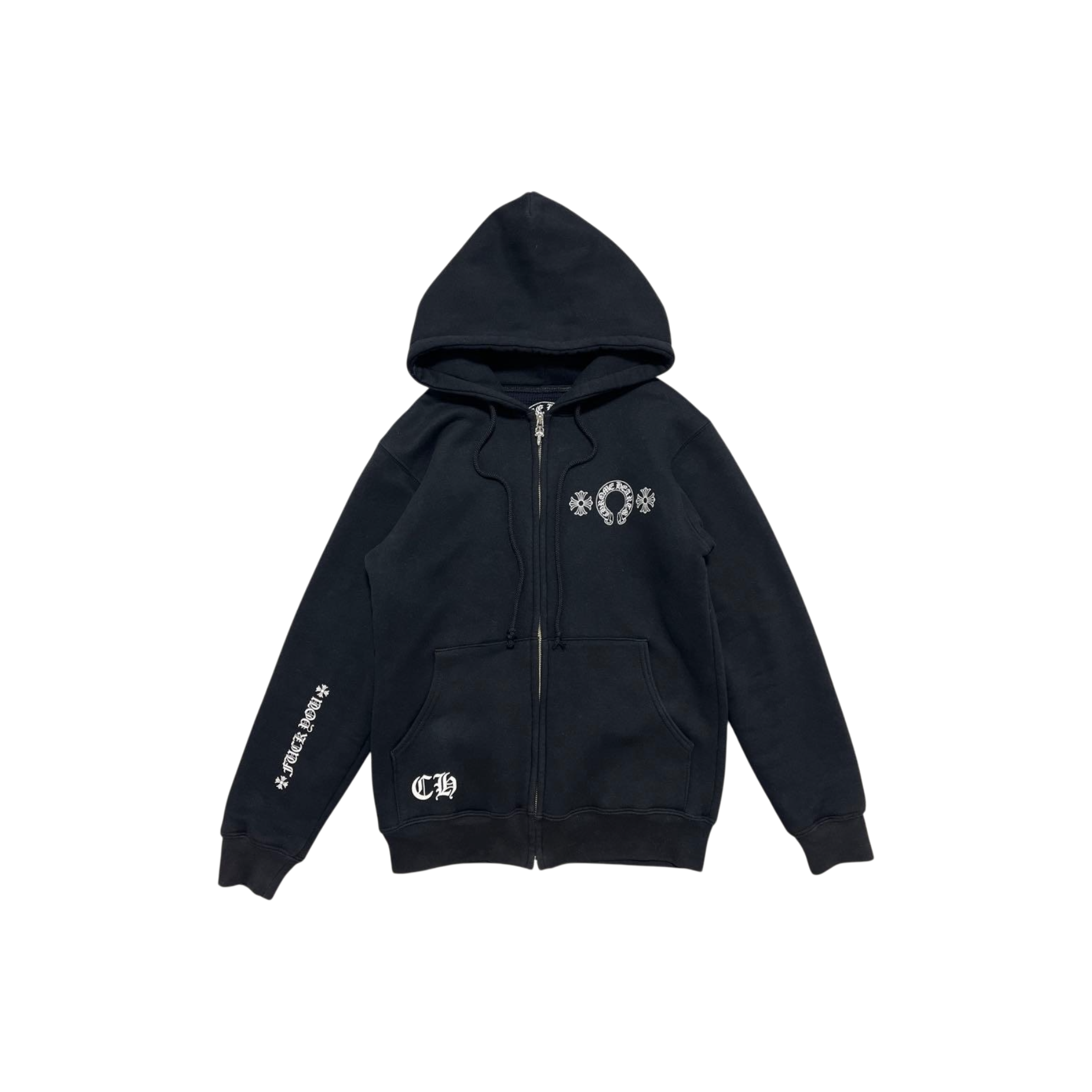 Chrome Hearts FY Horseshoe Thermal Lined Zip Up Hoodie Black at Stashed UAE