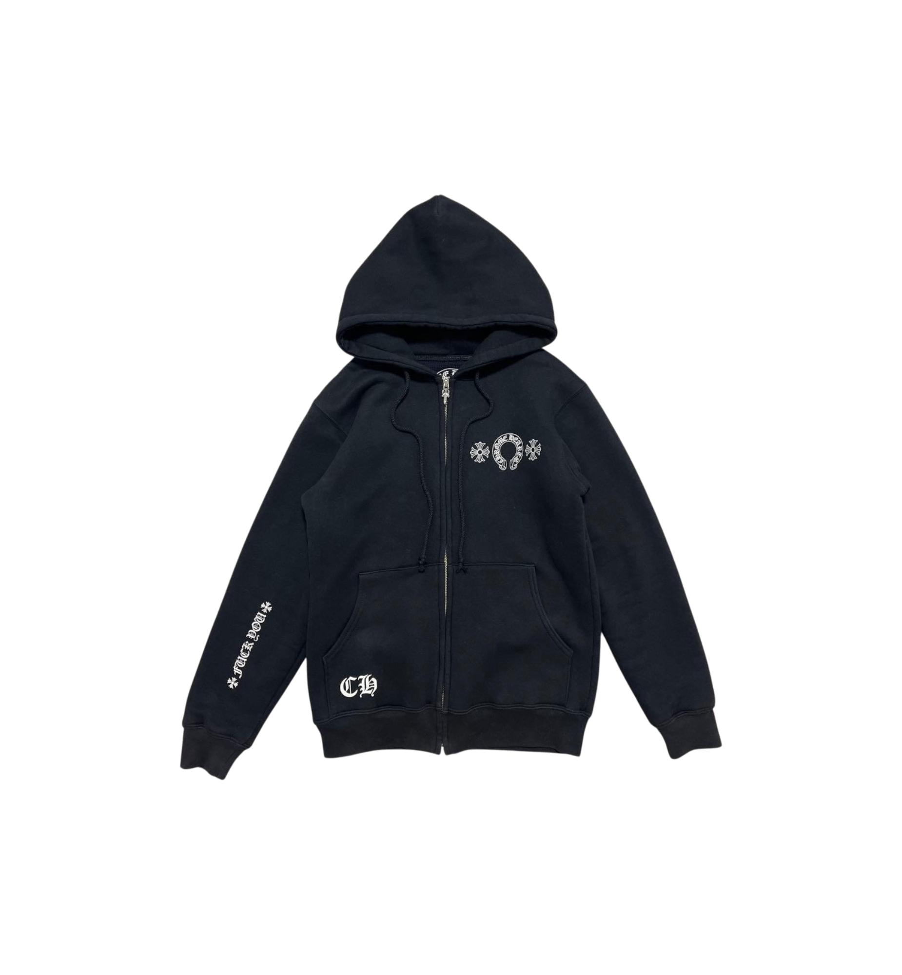 Chrome Hearts FY Horseshoe Thermal Lined Zip Up Hoodie Black at Stashed UAE
