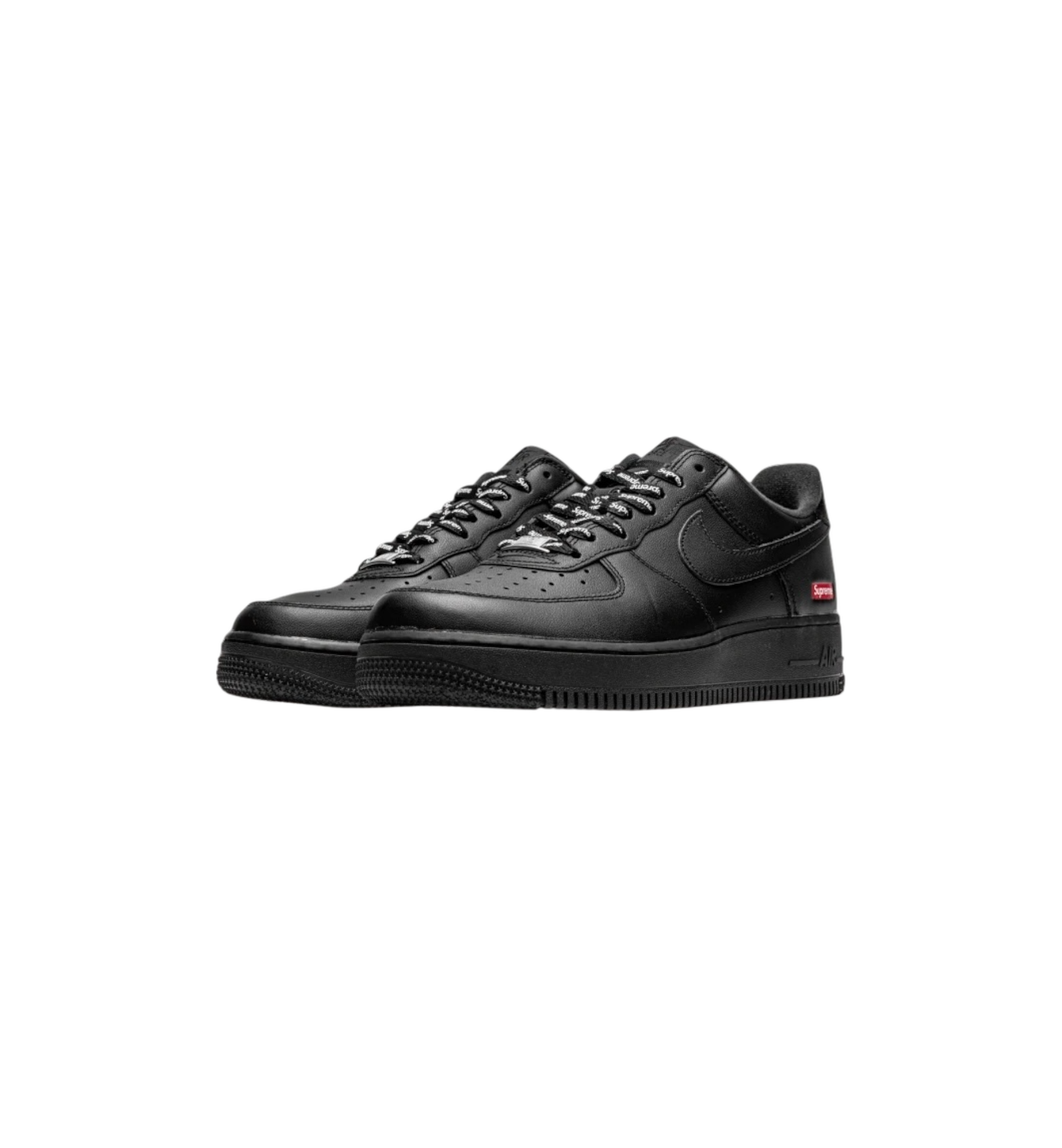 Nike Air Force 1 Low Supreme Black pair at Stashed UAE