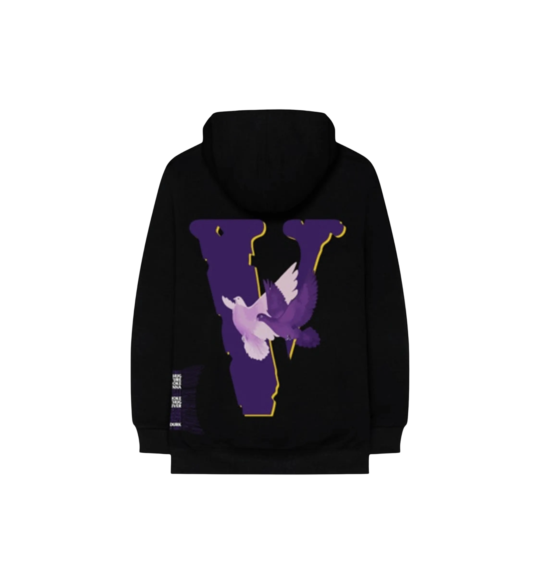 Nav x VLONE Doves Hoodie Black back view at Stashed UAE