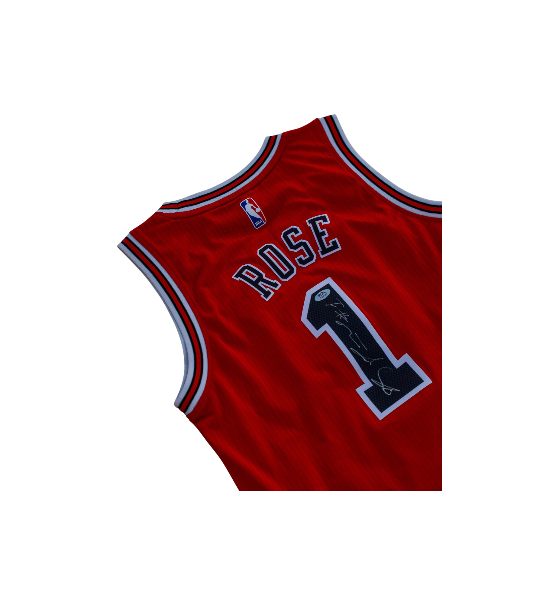 Adidas Derrick Rose Chicago Bulls #1 Autographed Jersey close-up detail at Stashed UAE