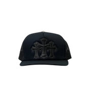 Chrome Hearts Triple Cross Cemetery Trucker Hat "Black/Black"