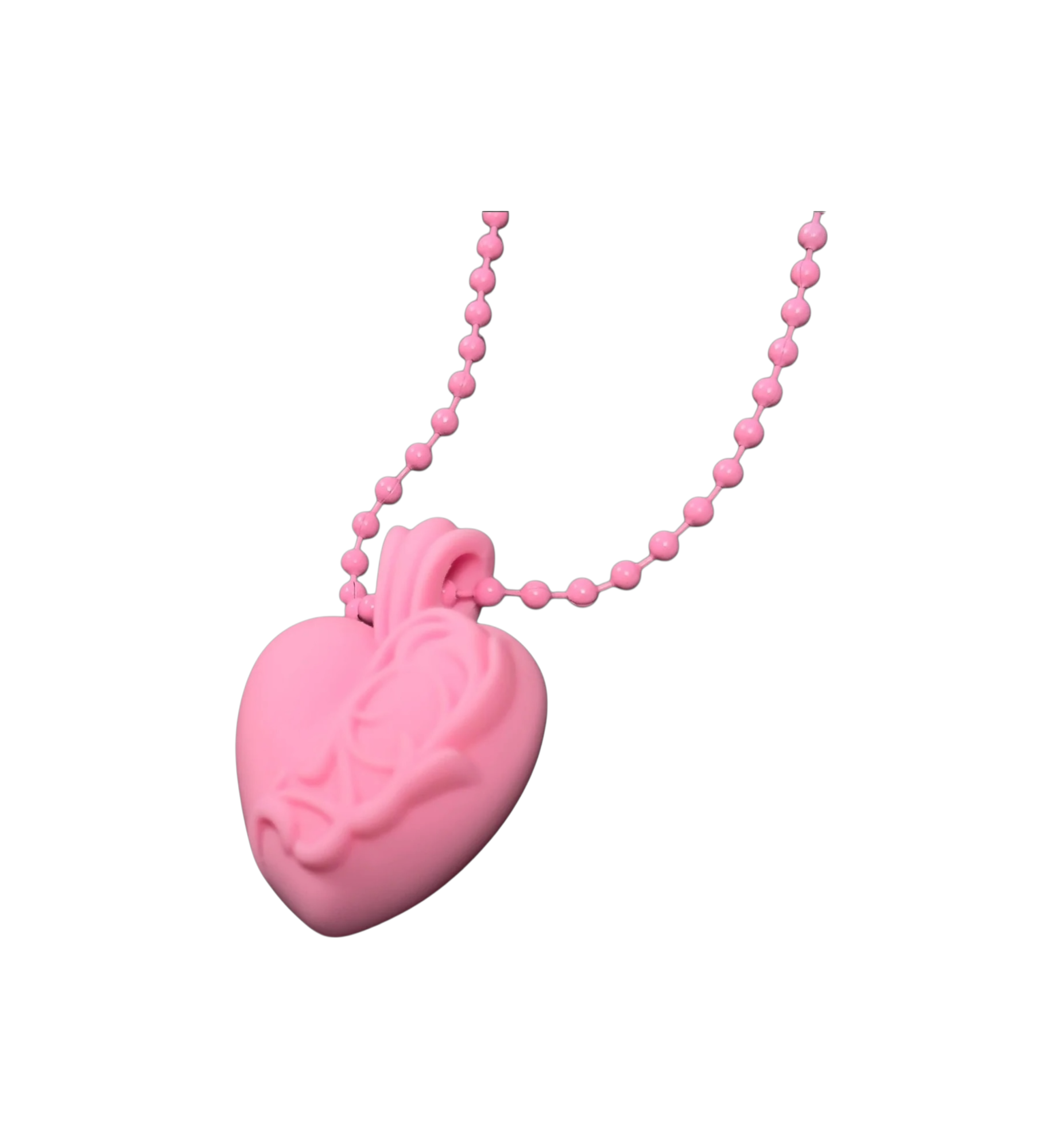 Chrome Hearts Floral Heart Silicone Necklace "Pink"