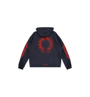 Chrome Hearts Horseshoe Floral Hoodie "Navy/Red"