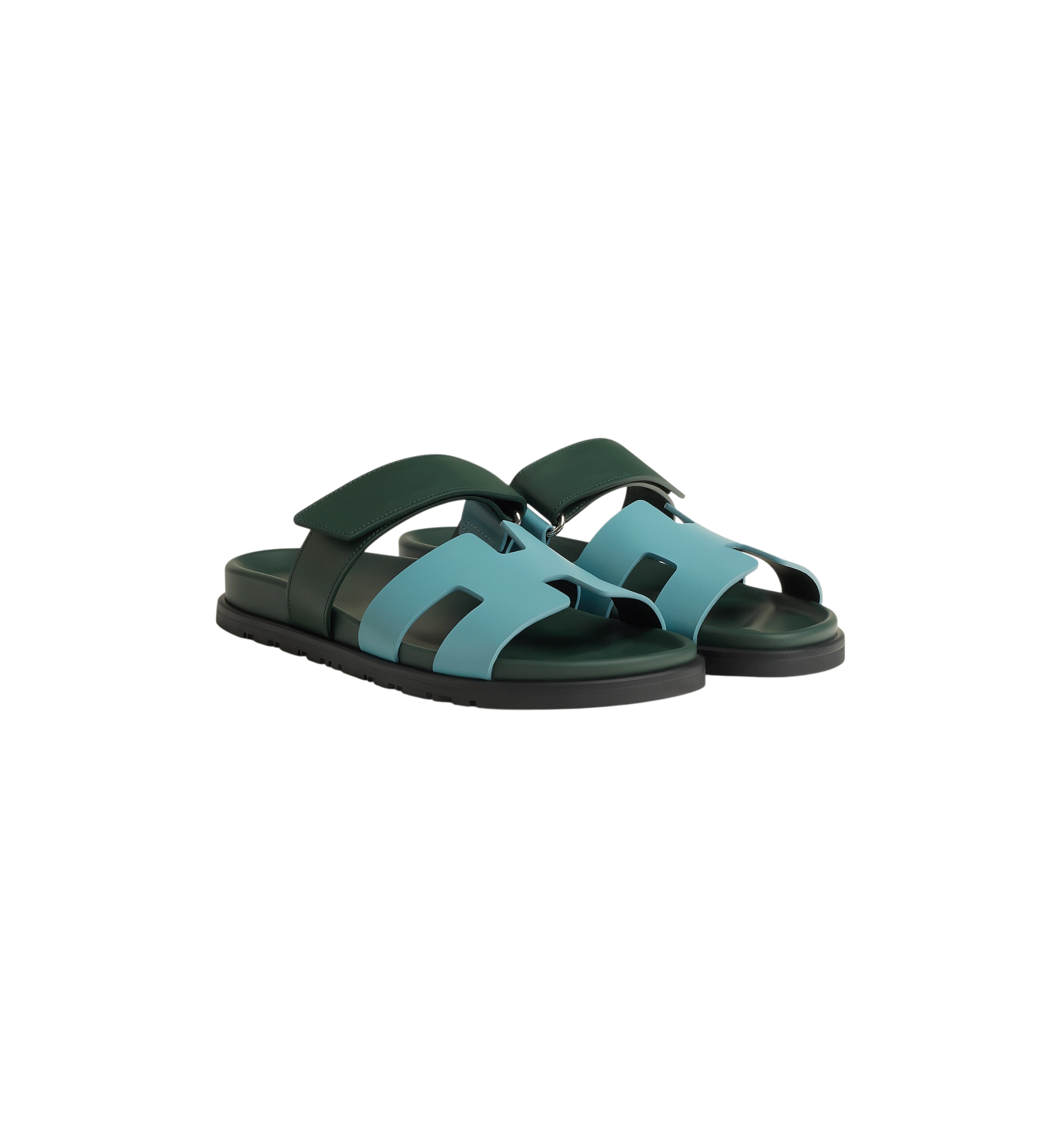 Hermes Chypre Sandal "Bleu Citadin/Vert Bouteille"
