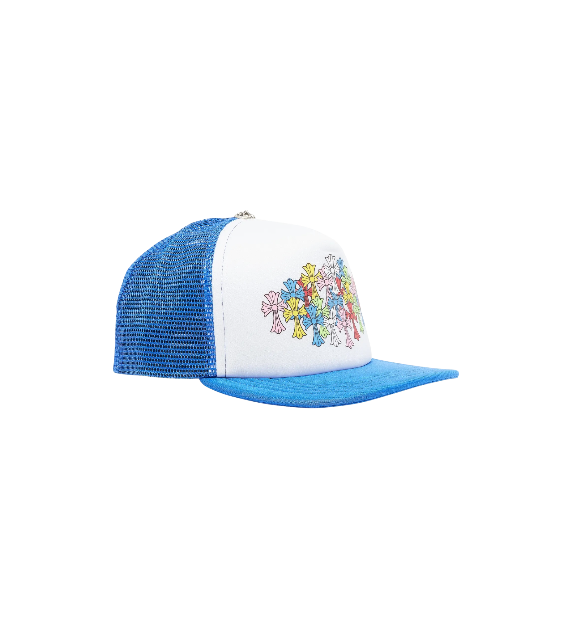 Chrome Hearts Multicolor Cross Trucker Hat "Blue/White"