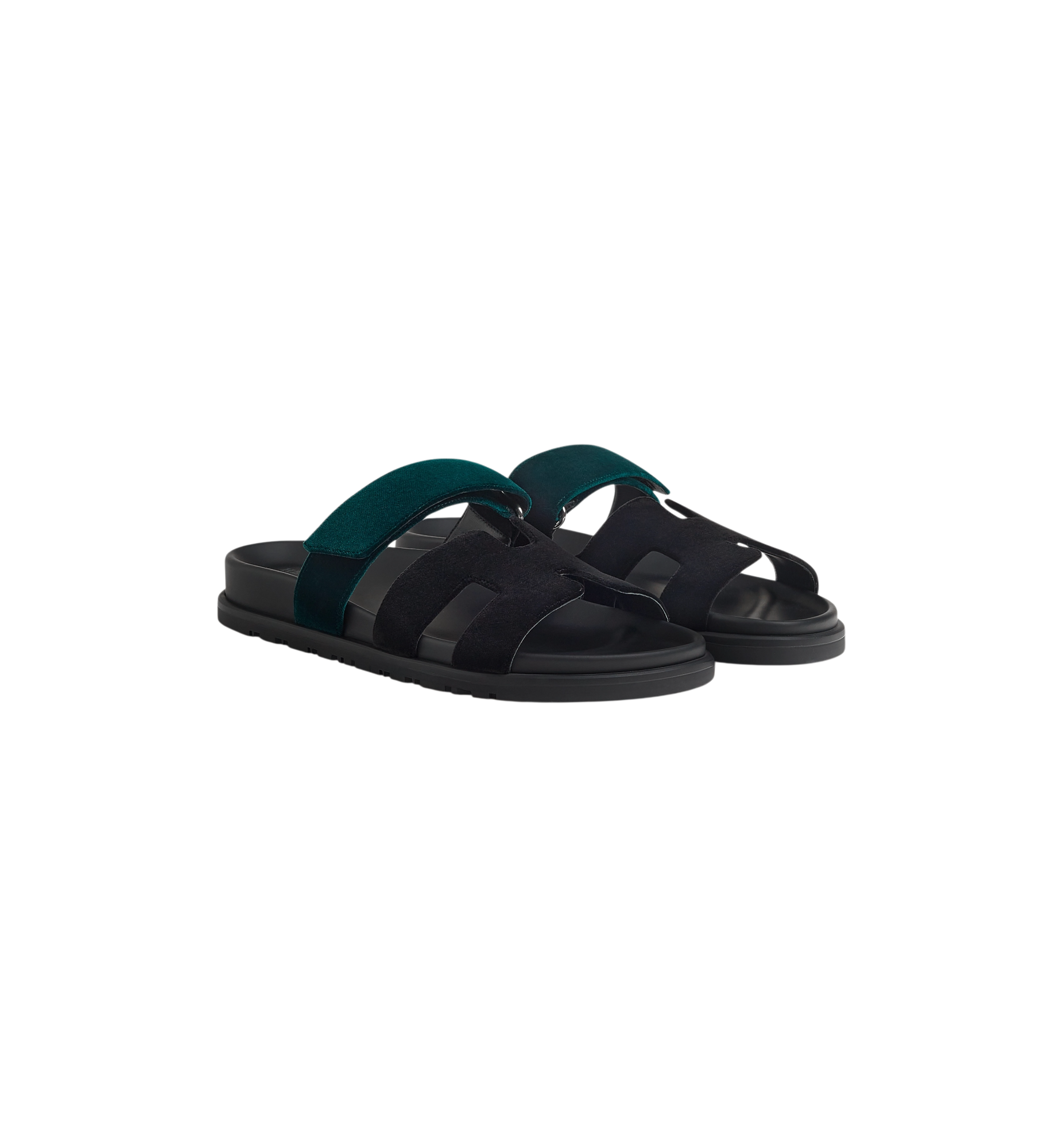 Hermes Chypre Sandal "Noir/Vert Mousse"
