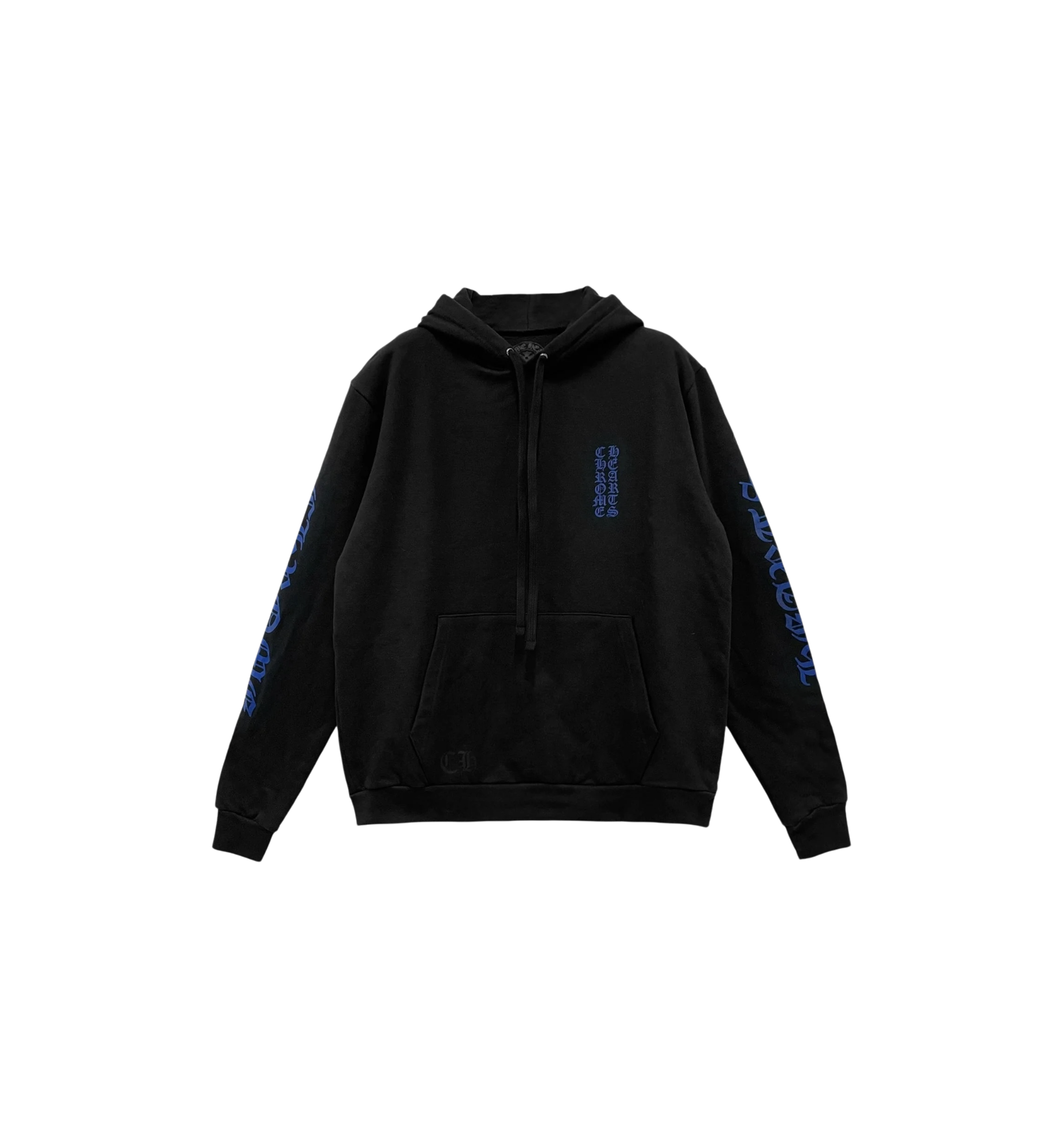 Chrome Hearts Blue Vertical Script Logo Pullover Hoodie "Black"