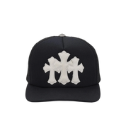 Chrome Hearts White Calf Hair Cross Cemetery Trucker Hat "Black"
