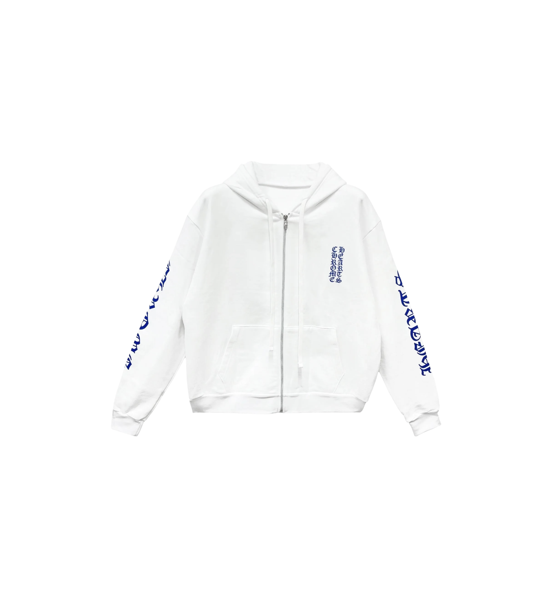 Chrome Hearts Blue Scroll Zip Up Hoodie "White"