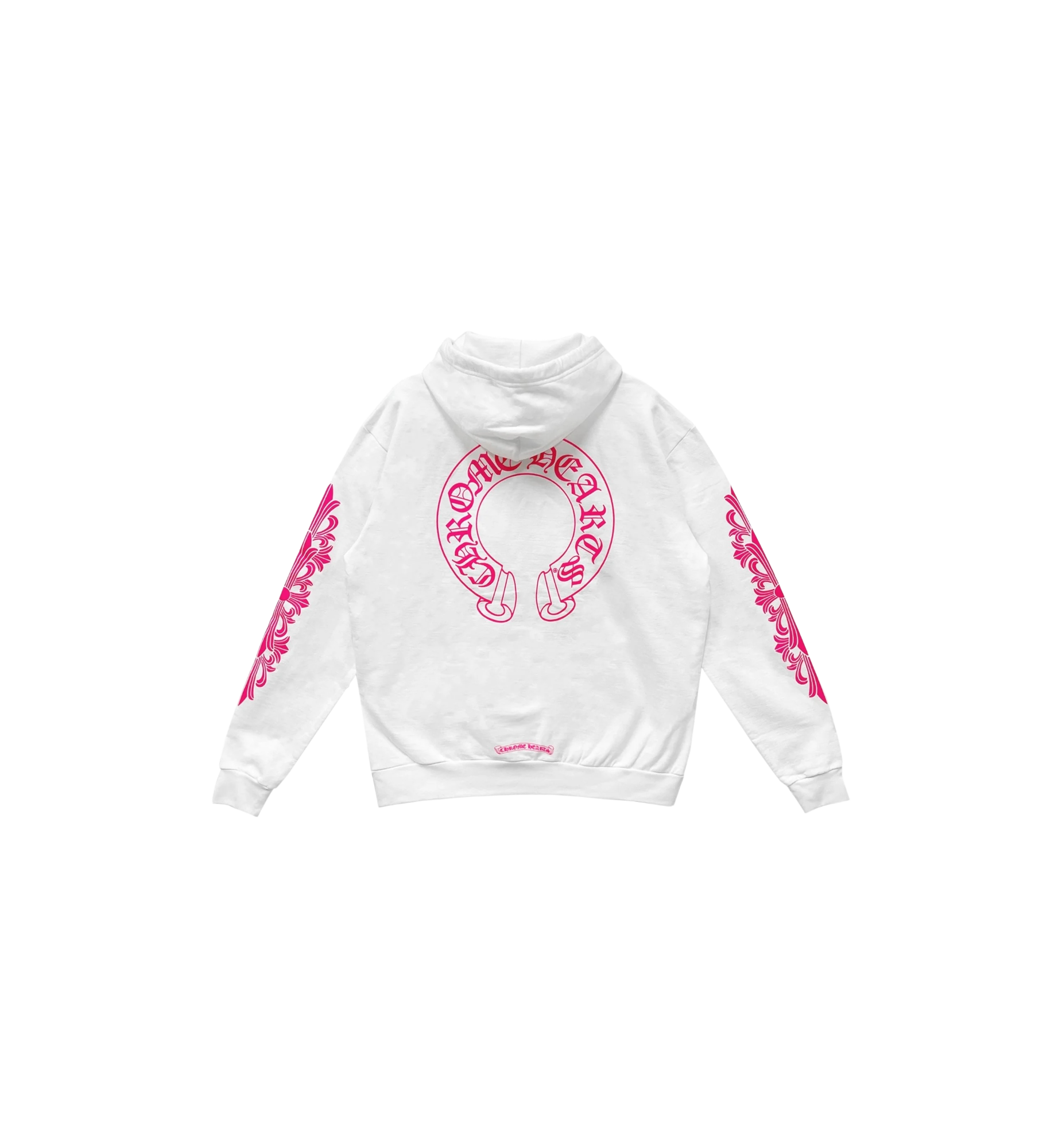 Chrome Hearts Pink Horseshoe Floral Sleeve Pullover Hoodie "White"